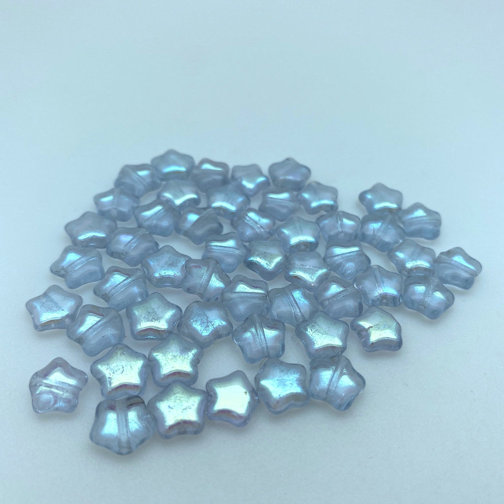 Faceted Light Blue Moonstone Color Czech Glass Beads (7x8mm) (BCG131)