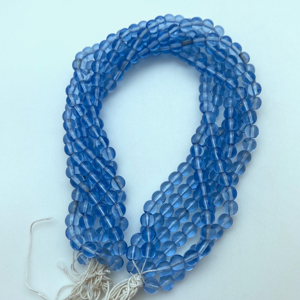 Vintage Carolina Blue Round Czech Glass Beads (5mm) (BCG134)