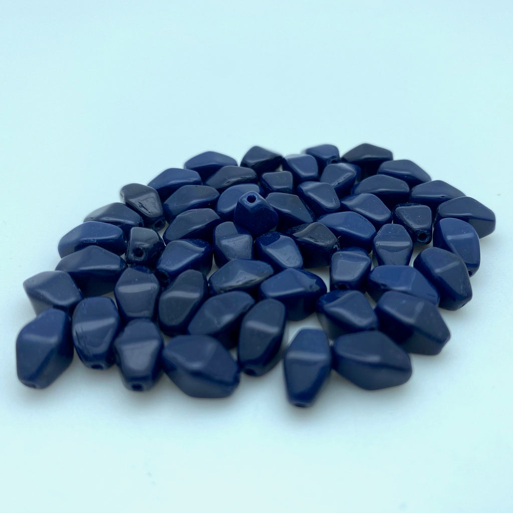 Vintage Opaque Navy Blue Czech Glass Bicone Beads (5x9mm) (BCG154)