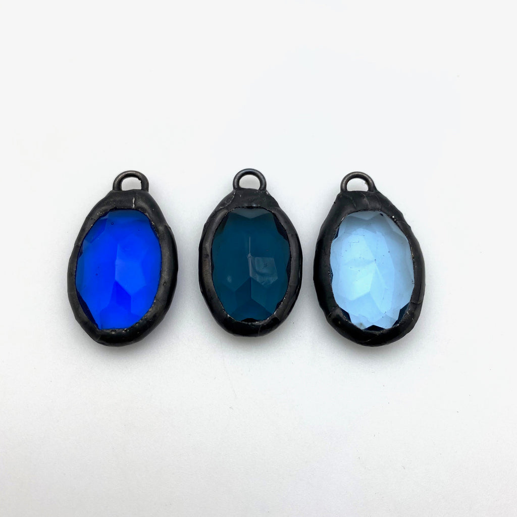 Vintage Oval Shades of Blue Rhinestone Pendant (Available in 3 Colors) (SGP23)