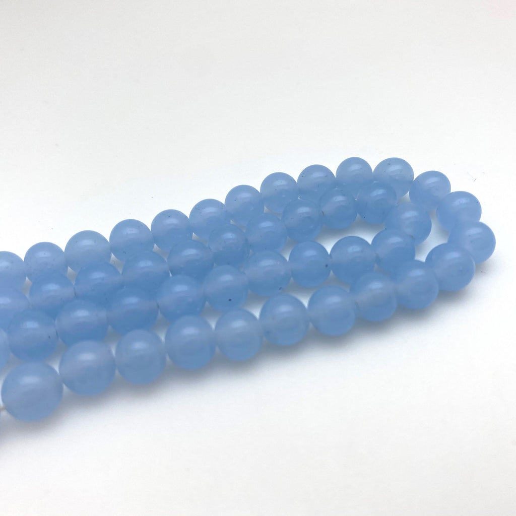 Vintage Milky Carolina Blue Japanese Round Glass Beads (8mm) (BJG6)