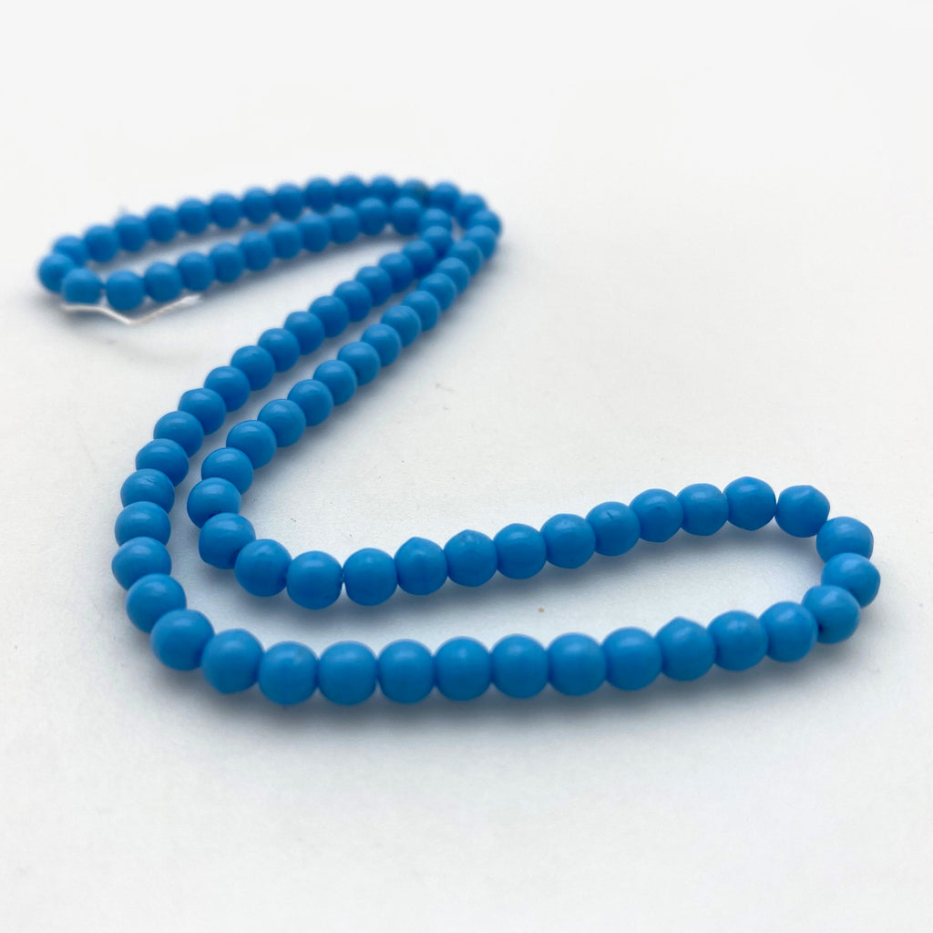 Vintage Olympic Blue Round Japanese Glass Beads (4mm) (BJG12)
