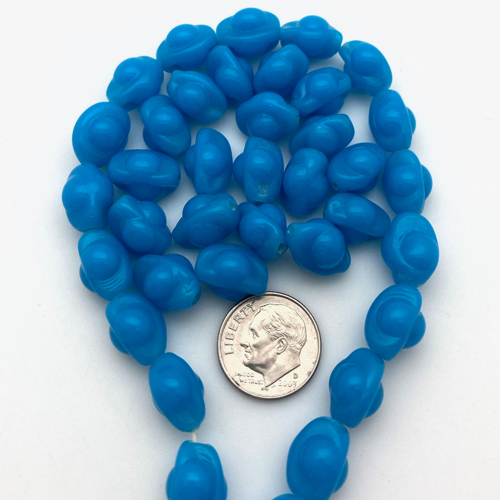 Vintage Blue &quot;Cherry Brand&quot; Japanese Glass Beads (9x13mm) (BJG29)