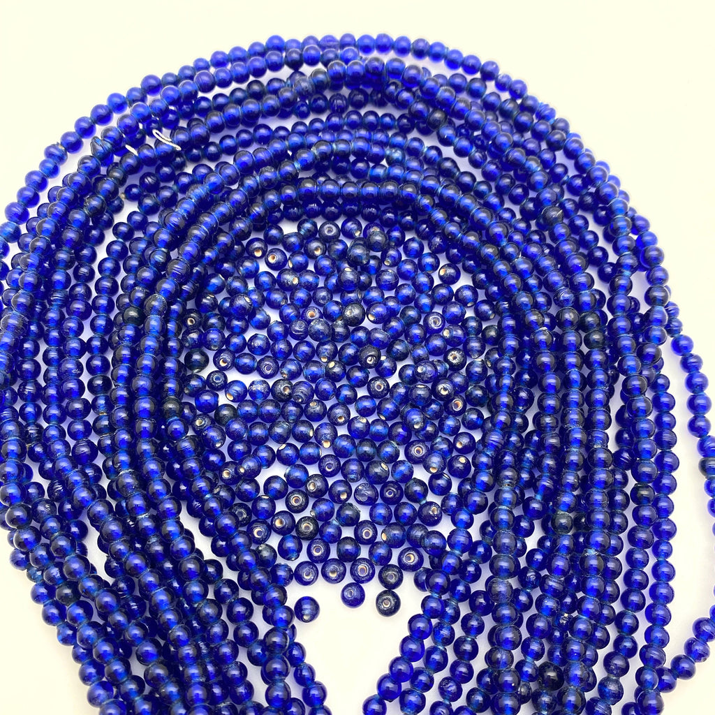 Vintage Indigo Blue Round Japanese Glass Beads (4mm) (BJG14)