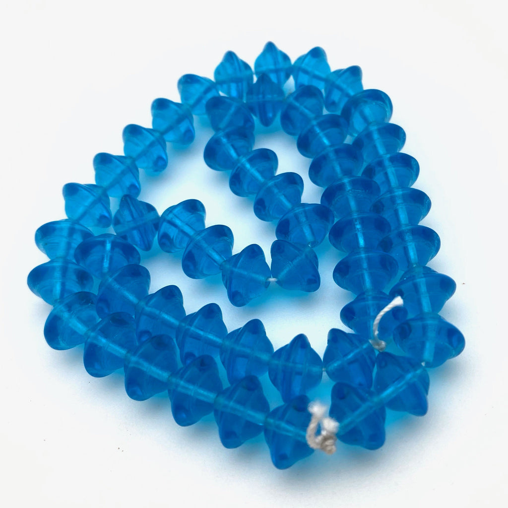 Vintage Vibrant Blue Czech Glass Rondelle Saucer Beads (8x10mm) (BCG2)