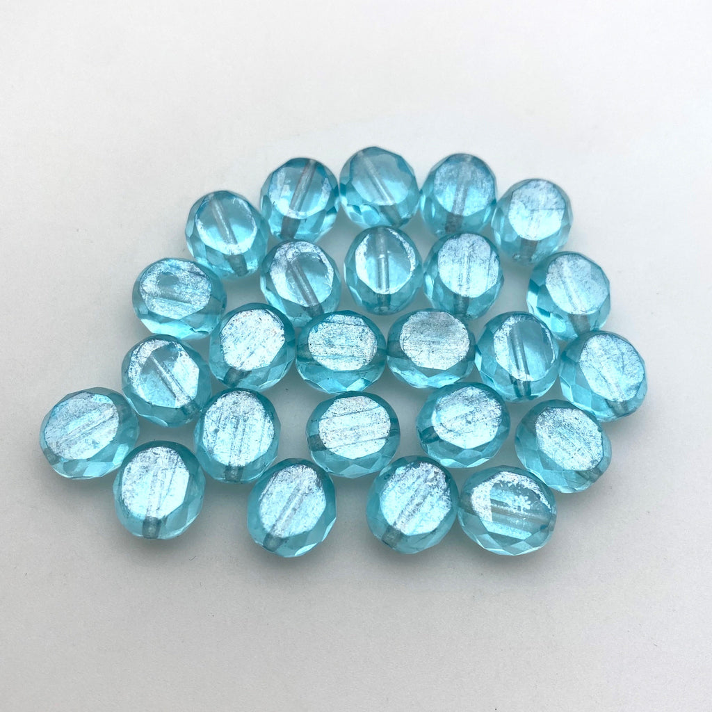 Faceted Egyptian Blue Oval Table Cut Czech Glass Beads (6mm) (BCG38)