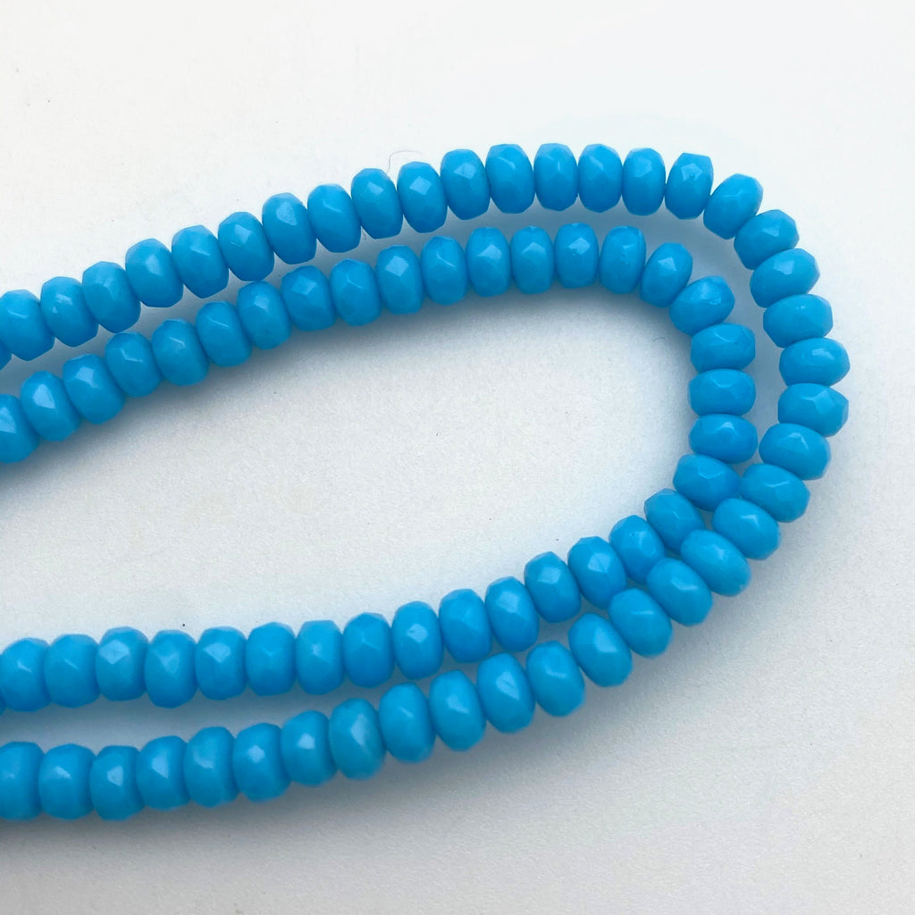 Faceted Opaque Olympic Blue Czech Glass Rondelle Beads (3x4mm) (BCG48)