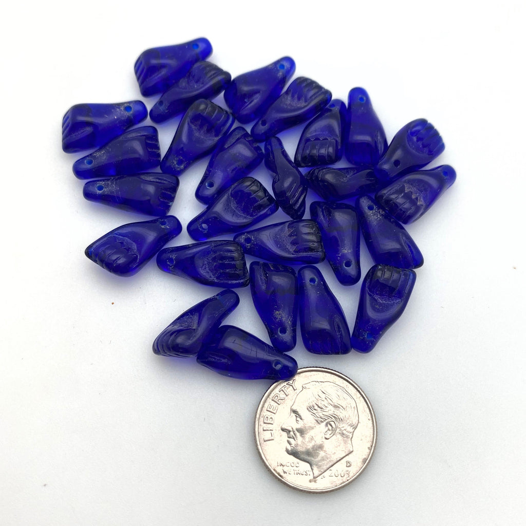 Vintage Admiral Blue Top Drilled Czech Glass Beads (7x15mm) (BCG67)