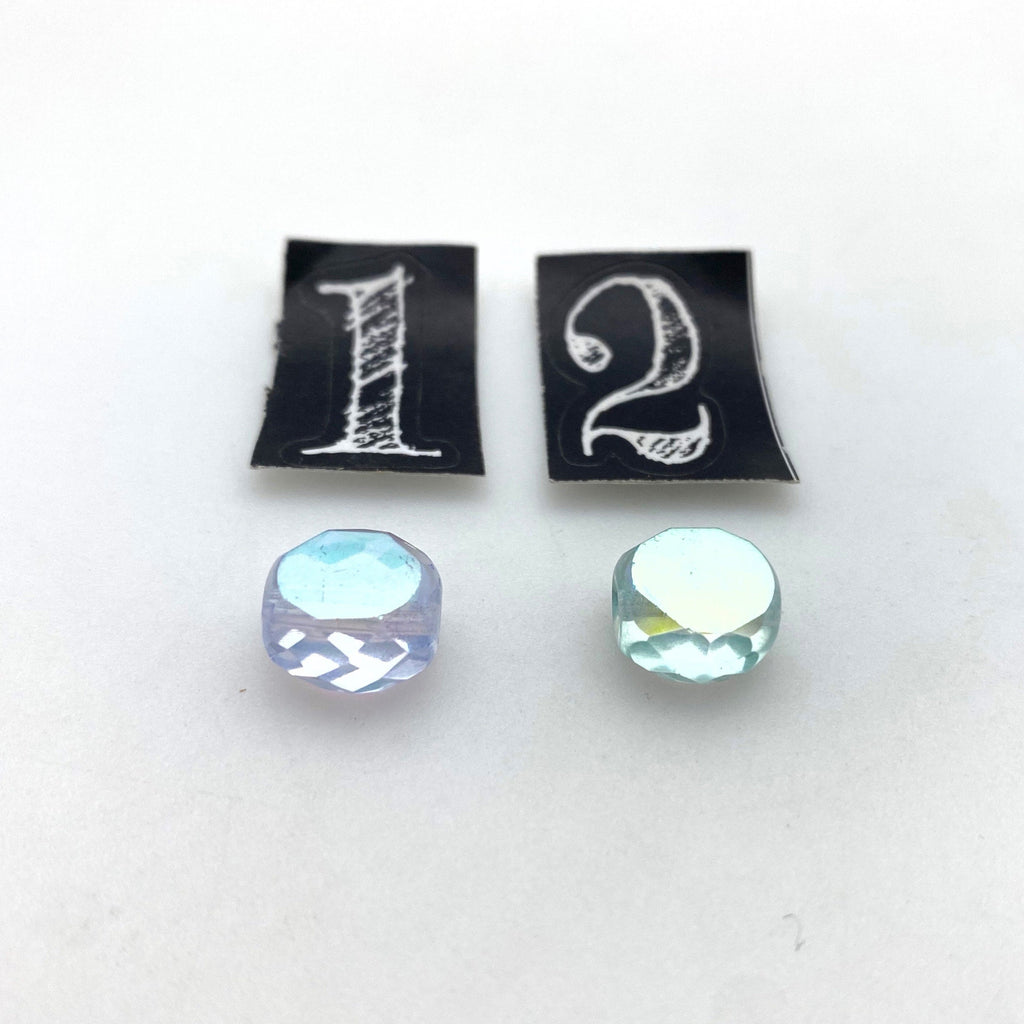 Faceted Fire Polished Oval Table Cut Blue Czech Glass Beads (9x10mm) (BCG90)
