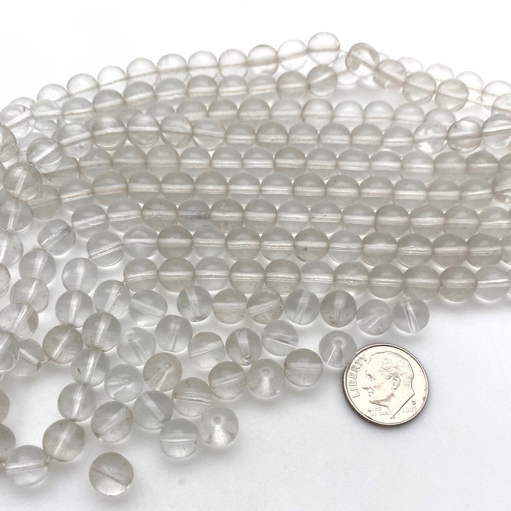Vintage Translucent Clear Round Czech Glass Beads (7mm) (CCG2)