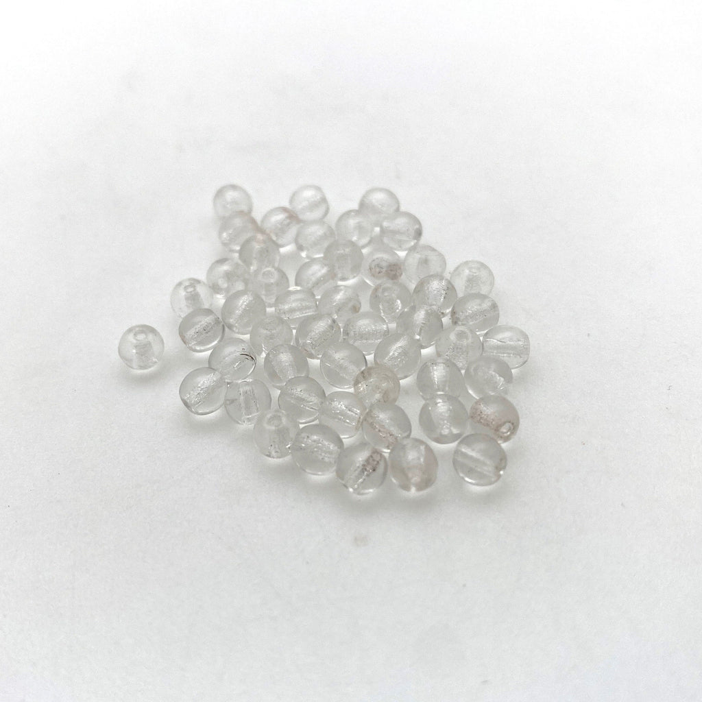 Vintage Transparent Clear Round Czech Glass Beads (4mm) (CCG4)