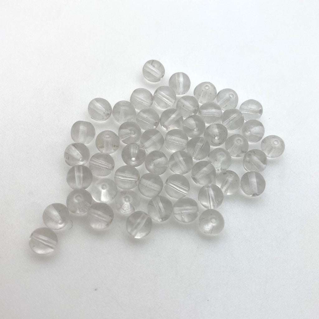 Vintage Translucent Clear Round Czech Glass Beads (6mm) (CCG5)