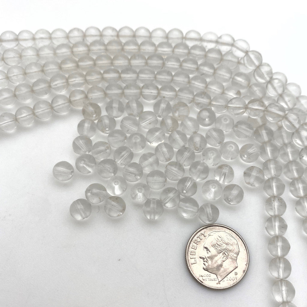Vintage Translucent Clear Round Czech Glass Beads (6mm) (CCG5)