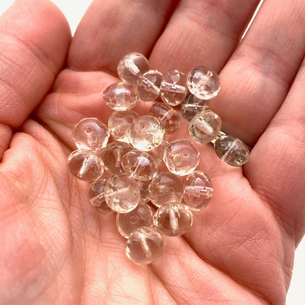 Faceted Clear & Champagne Czech Glass Rondelle Beads (6x9mm) (CCG8)