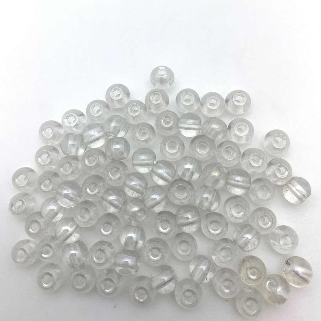 Vintage Smooth Translucent Clear Czech Glass Beads (5x6mm) (CCG10)