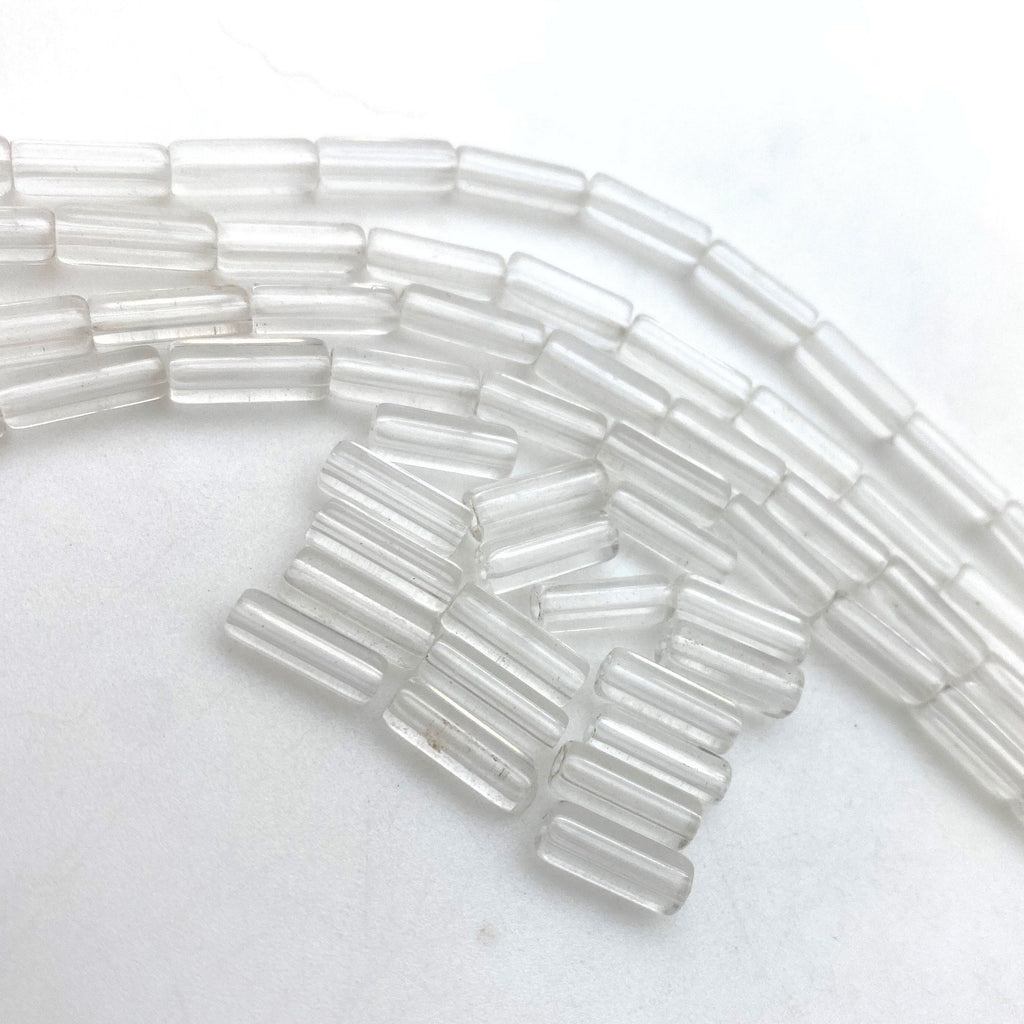 Vintage Translucent Clear Czech Glass Tube Beads (3x10mm) (CCG19)