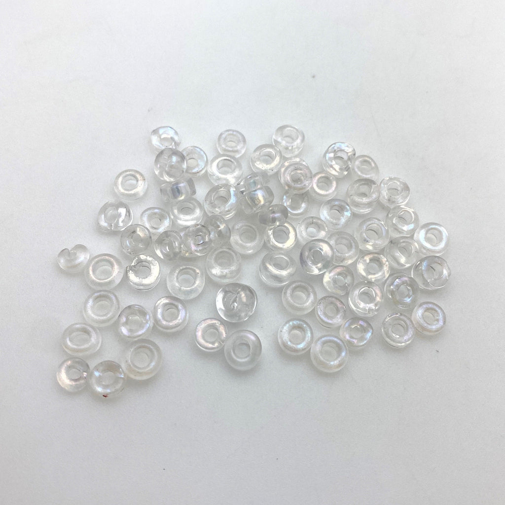 Vintage Clear AB Finish Large Hole Czech Glass Beads (Mixed mm) (CCG21)