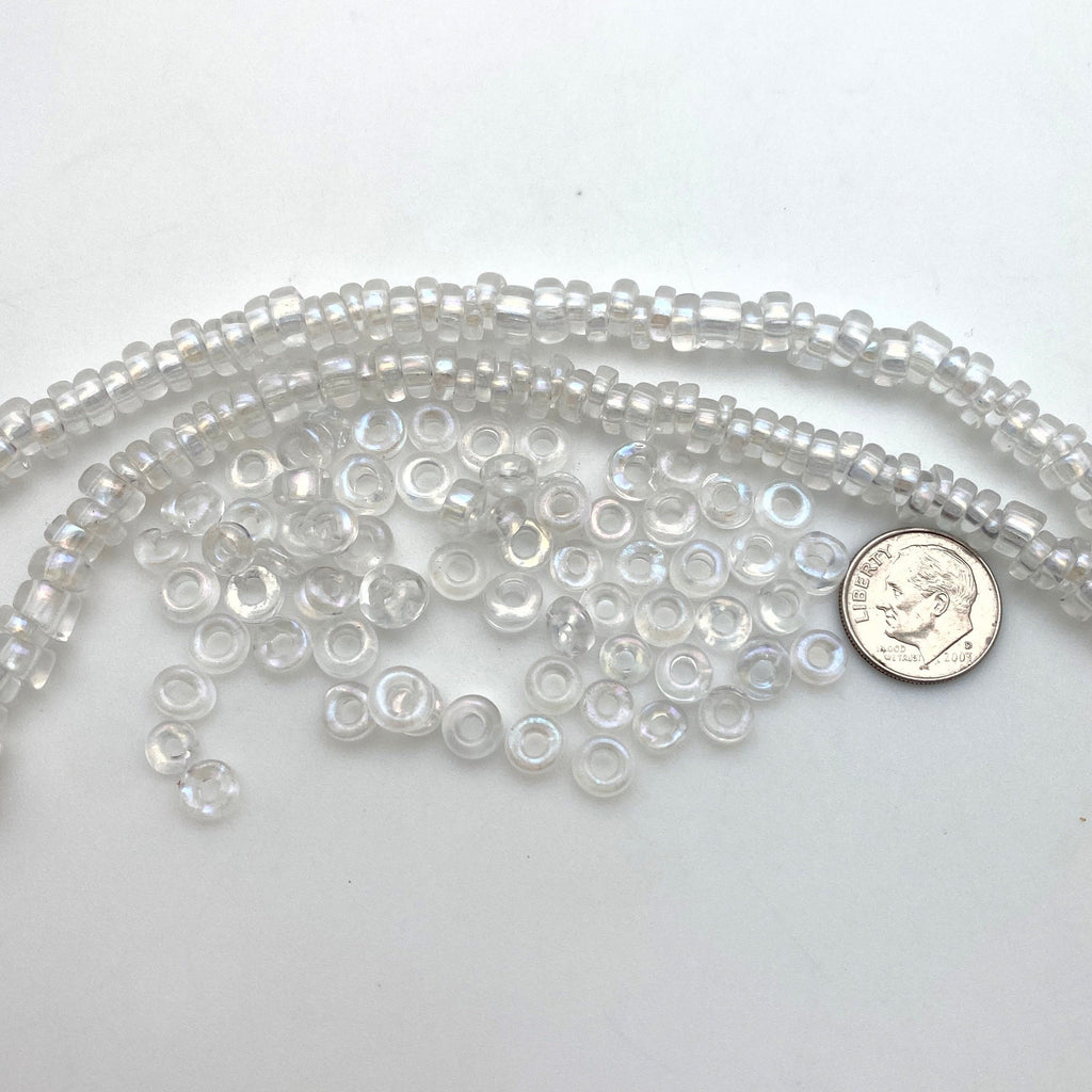 Vintage Clear AB Finish Large Hole Czech Glass Beads (Mixed mm) (CCG21)