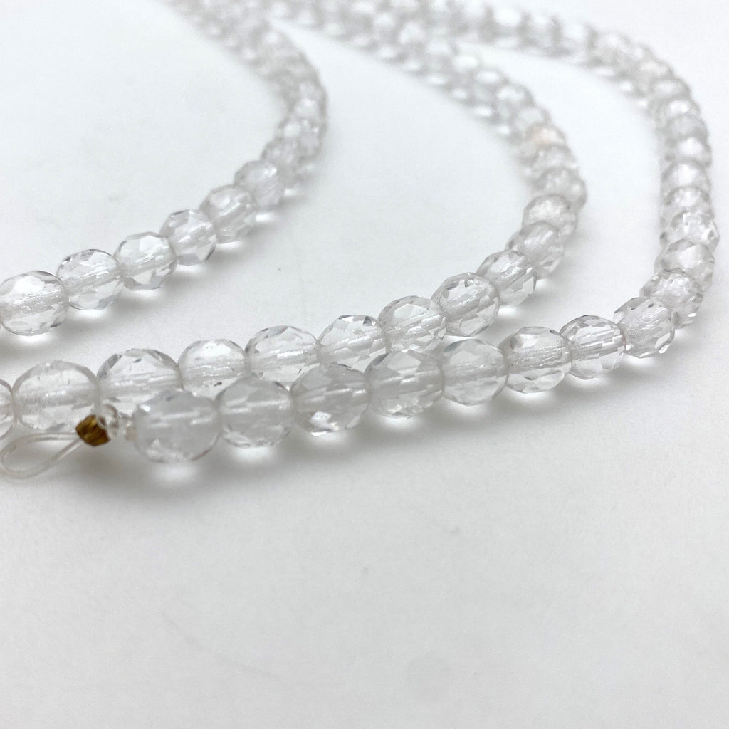 Vintage Clear Faceted Czech Glass Barrel Beads (6mm) (CCG22)