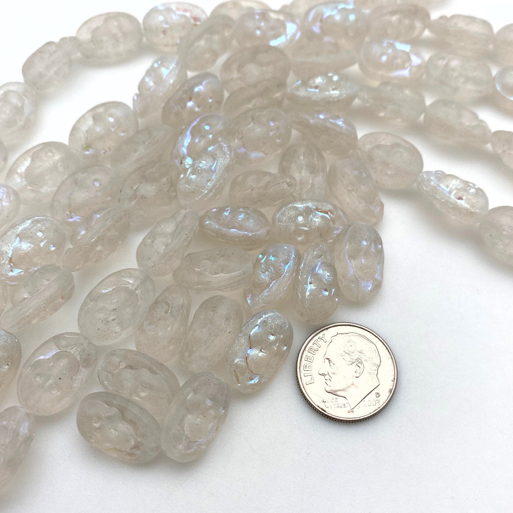 Cloudy Clear AB Finish Oval Czech Glass Beads (11x15mm) (CCG35)