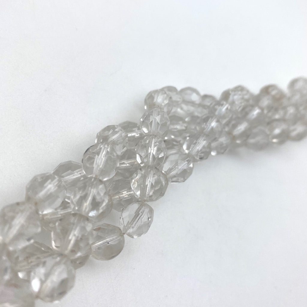 Clear Faceted Transparent Oval Czech Glass Barrel Beads (7x8mm) (CCG36)