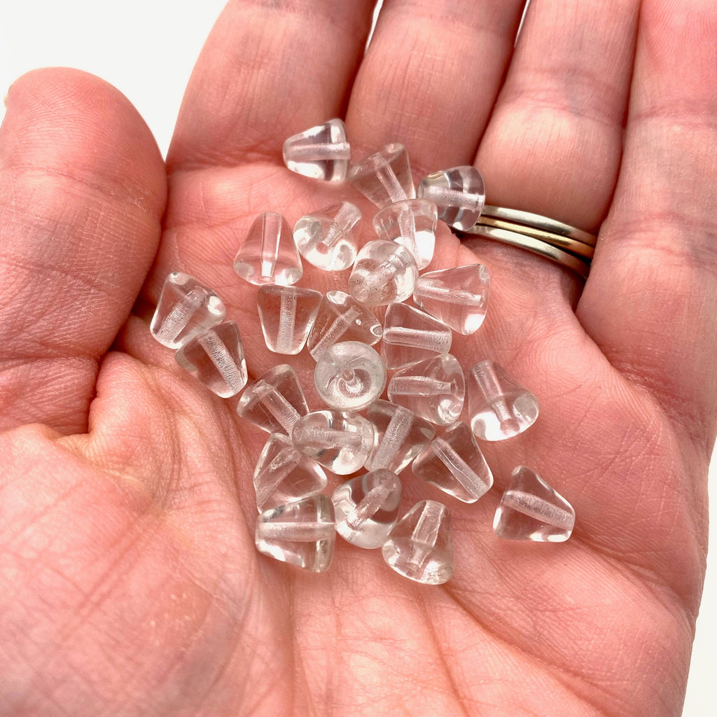 Vintage Clear Translucent Czech Glass Cone Beads (8mm) (CCG38)