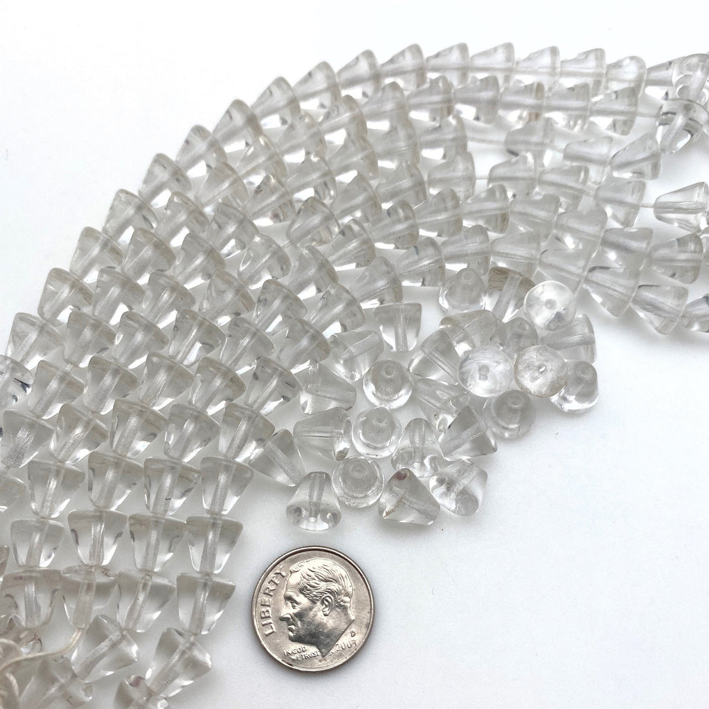 Vintage Clear Translucent Czech Glass Cone Beads (8mm) (CCG38)