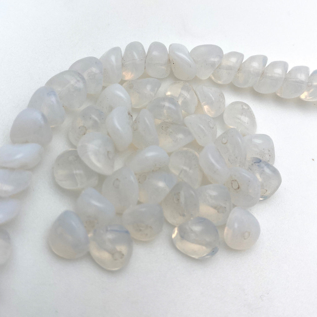 Vintage Transparent Milky Clear German Glass Beads (6x8mm) (CGG1)
