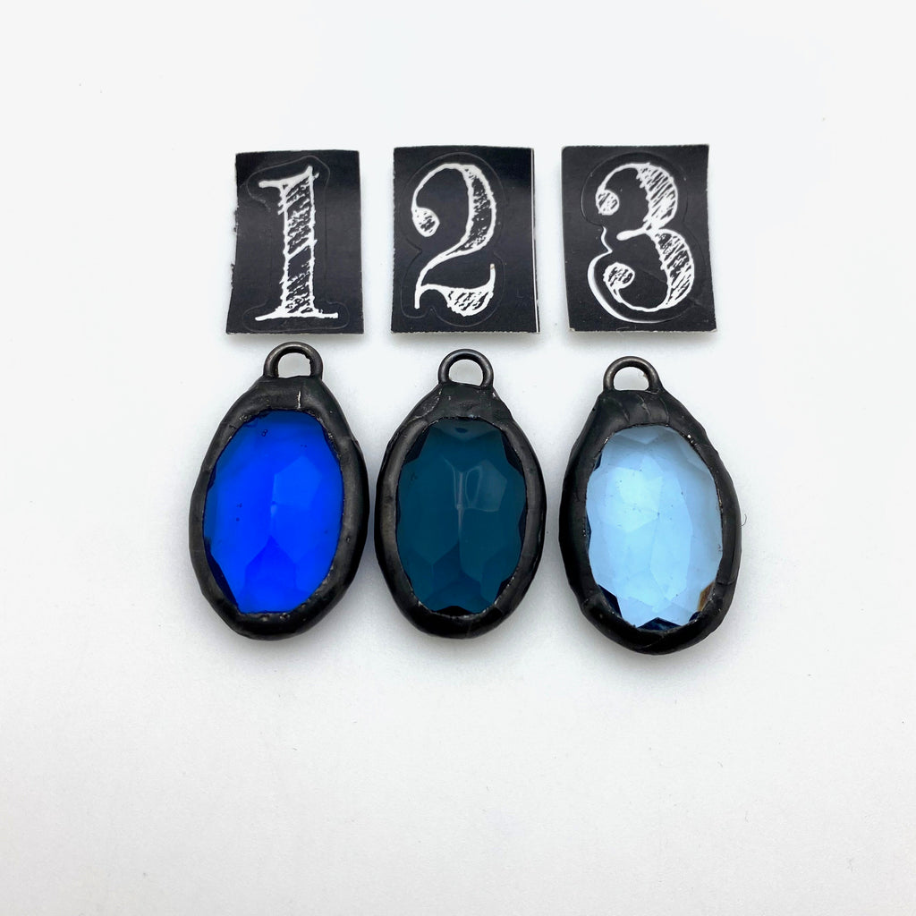 Vintage Oval Shades of Blue Rhinestone Pendant (Available in 3 Colors) (SGP23)