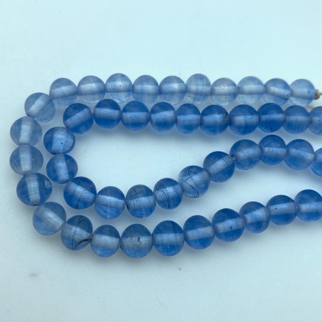 Vintage Olympic Blue Translucent Czech Glass Beads (7mm) (BCG188)