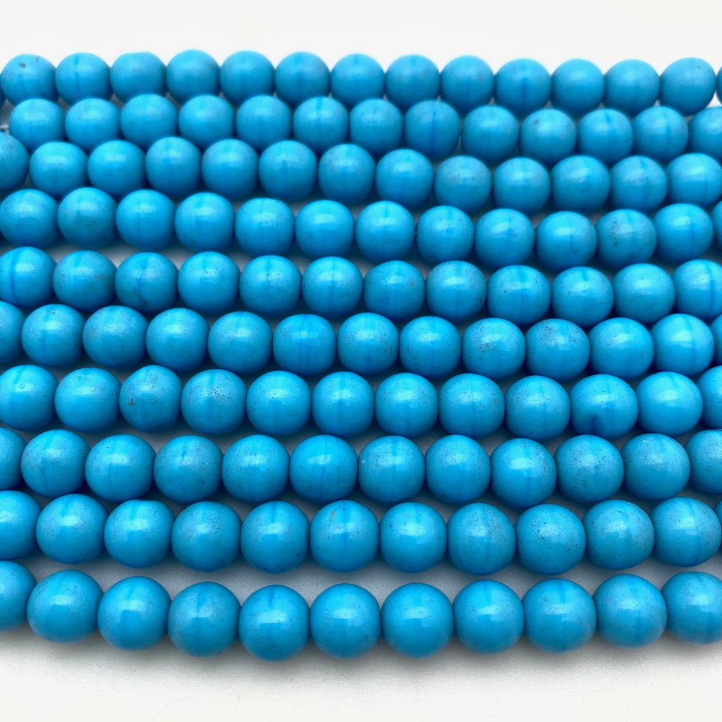 Vintage Japanese Opaque Olympic Blue Round Glass Beads (8mm) (BJG2)