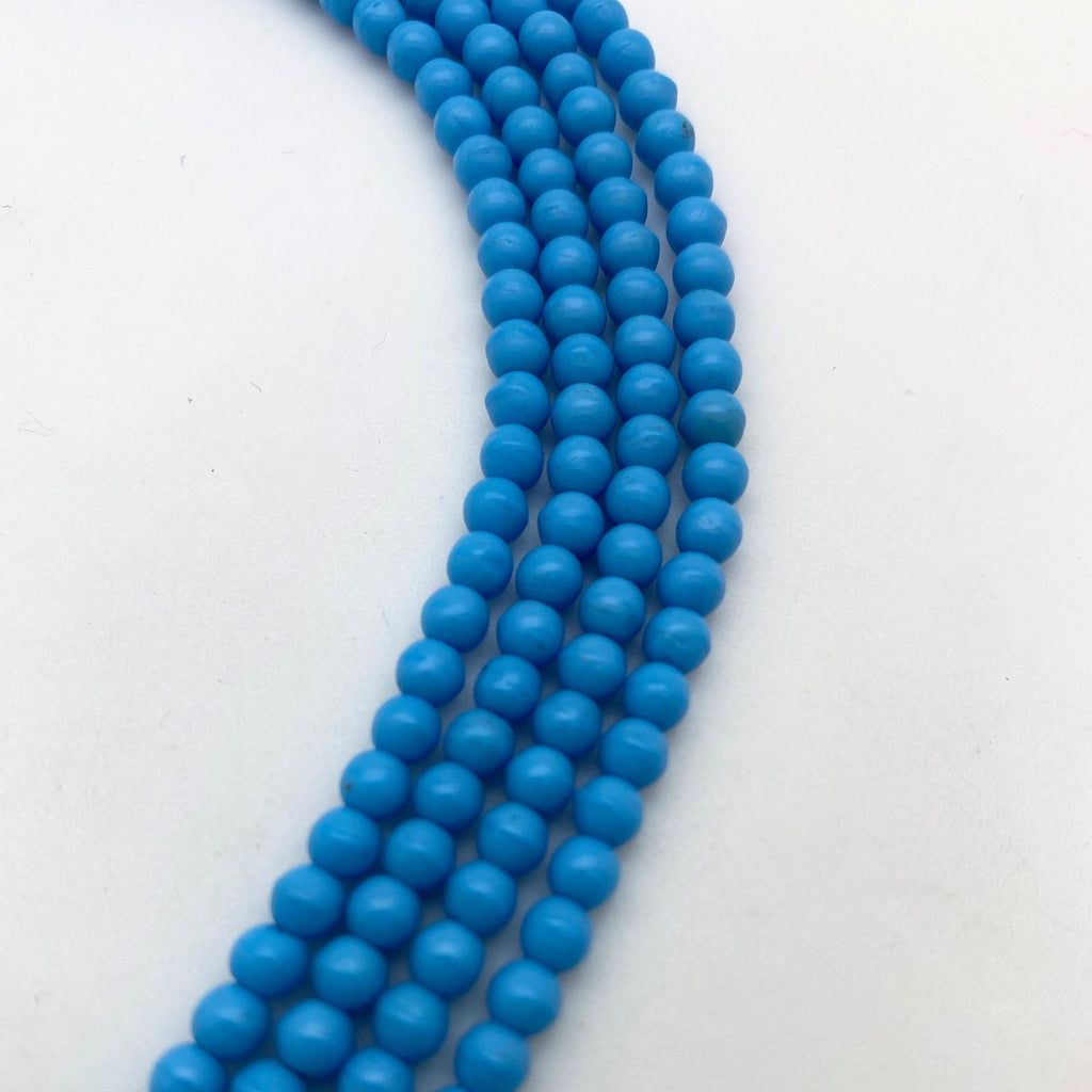 Vintage Japanese Opaque Olympic Blue Round Glass Beads (4mm) (BJG3)