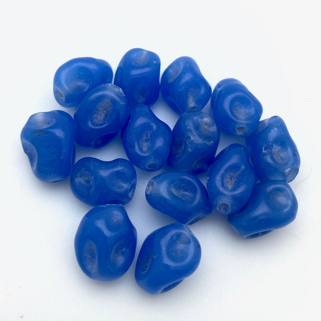 Vintage Sapphire Blue &quot;Cherry Brand&quot; Japanese Glass Beads (11x14mm) (BJG28)