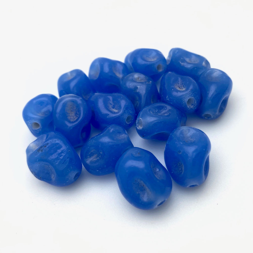 Vintage Sapphire Blue &quot;Cherry Brand&quot; Japanese Glass Beads (11x14mm) (BJG28)