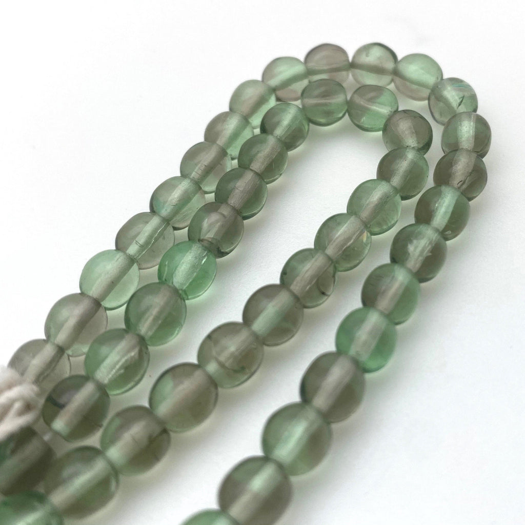 Vintage Sage/Artichoke Green Round Czech Glass Beads (6mm) (GCG106)