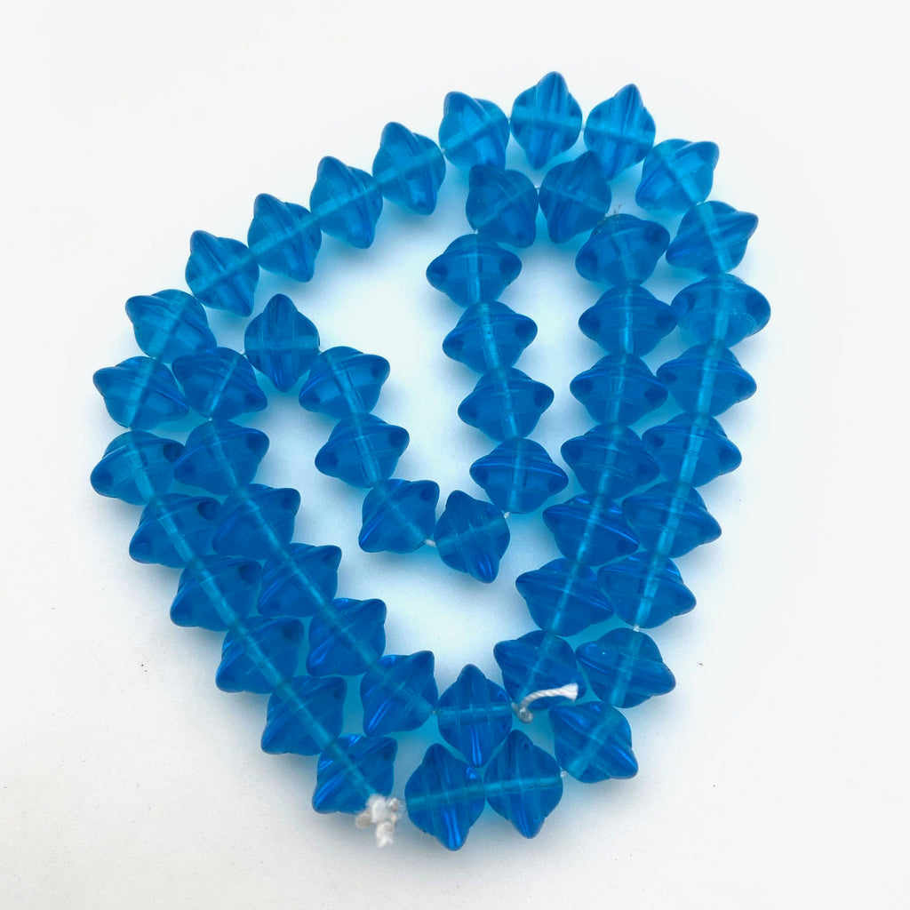 Vintage Vibrant Blue Czech Glass Rondelle Saucer Beads (8x10mm) (BCG2)