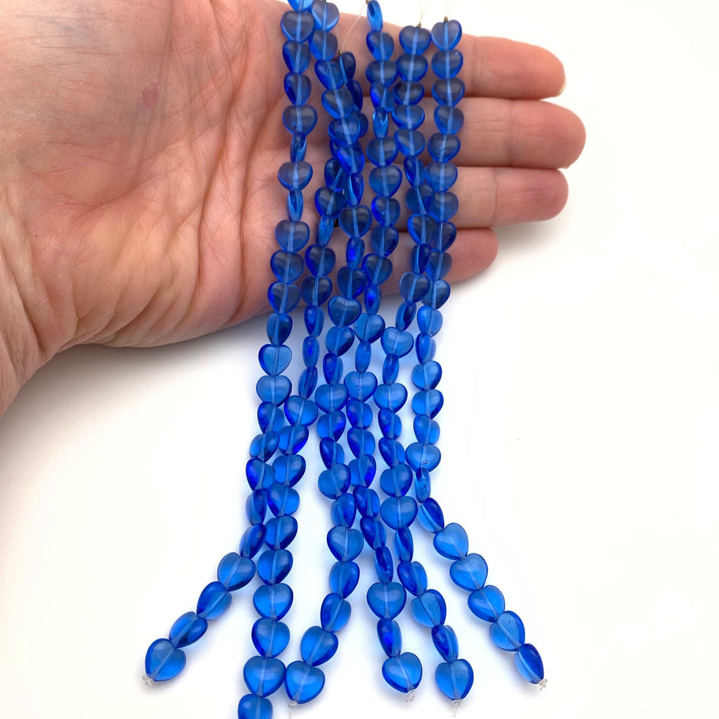 Smooth Translucent Sapphire Blue Czech Glass Beads (8x9mm) (BCG60)