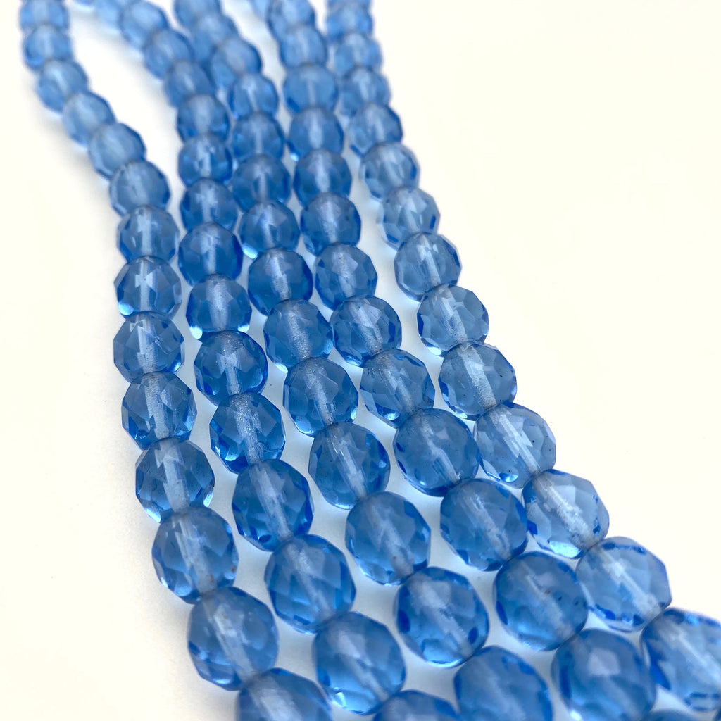 Faceted Steel Blue Transparent Oval Czech Glass Beads (8mm) (BCG61)