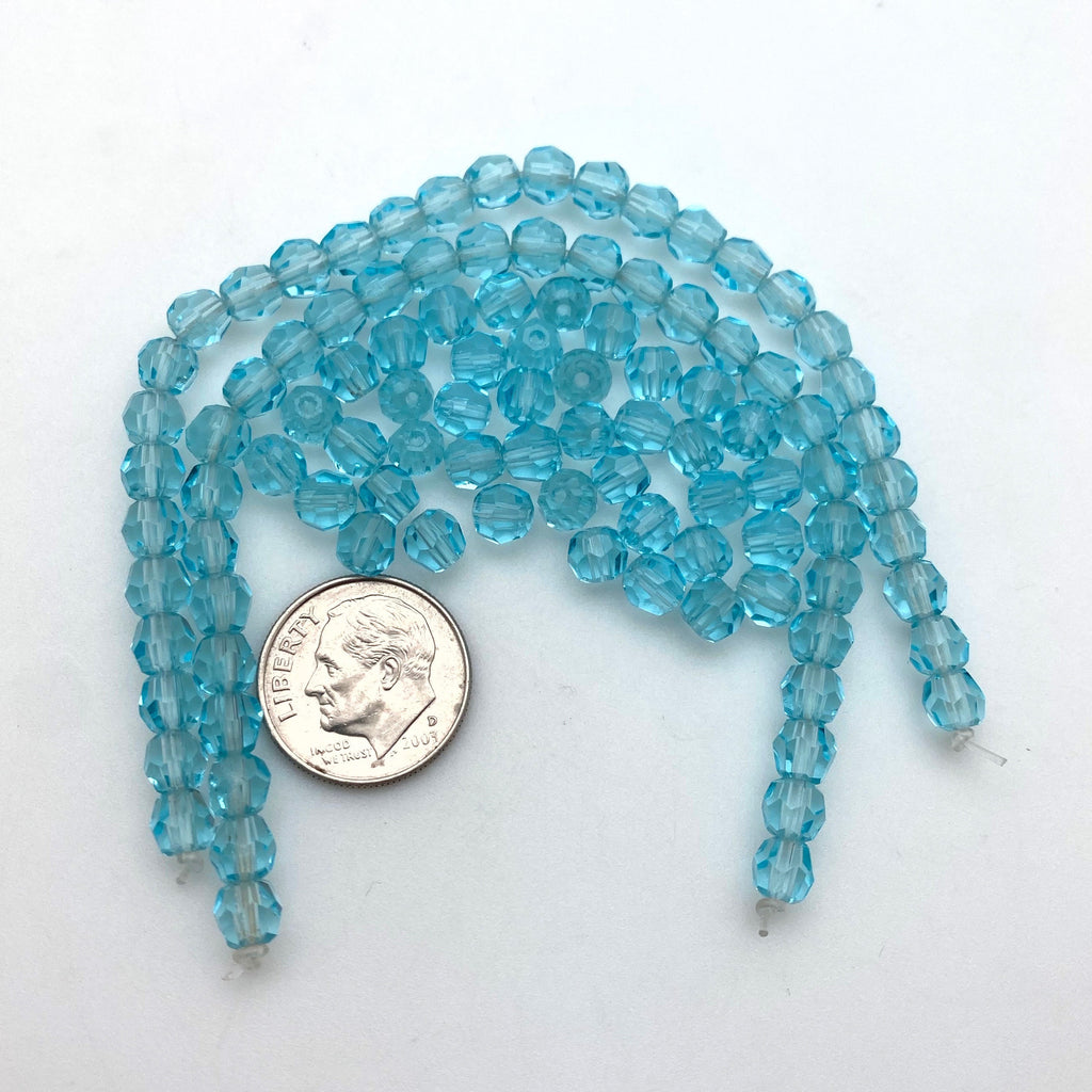Vintage Faceted Electric Blue Czech Glass Rosary Beads (5mm) (BCG62)