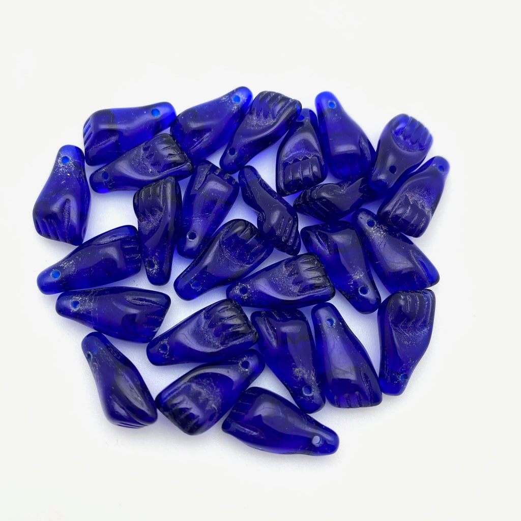 Vintage Admiral Blue Top Drilled Czech Glass Beads (7x15mm) (BCG67)