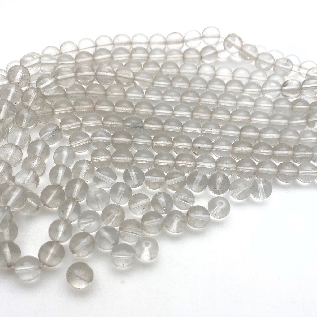 Vintage Translucent Clear Round Czech Glass Beads (7mm) (CCG2)