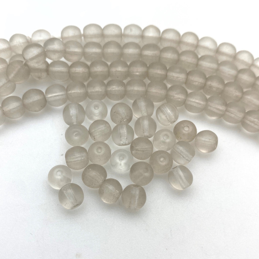 Vintage Translucent Clear Round Czech Glass Beads (5x6mm) (CCG3)