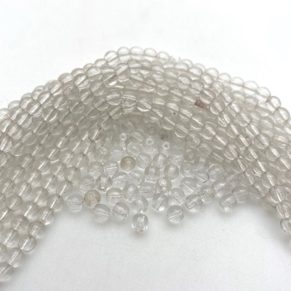 Vintage Transparent Clear Round Czech Glass Beads (4mm) (CCG4)