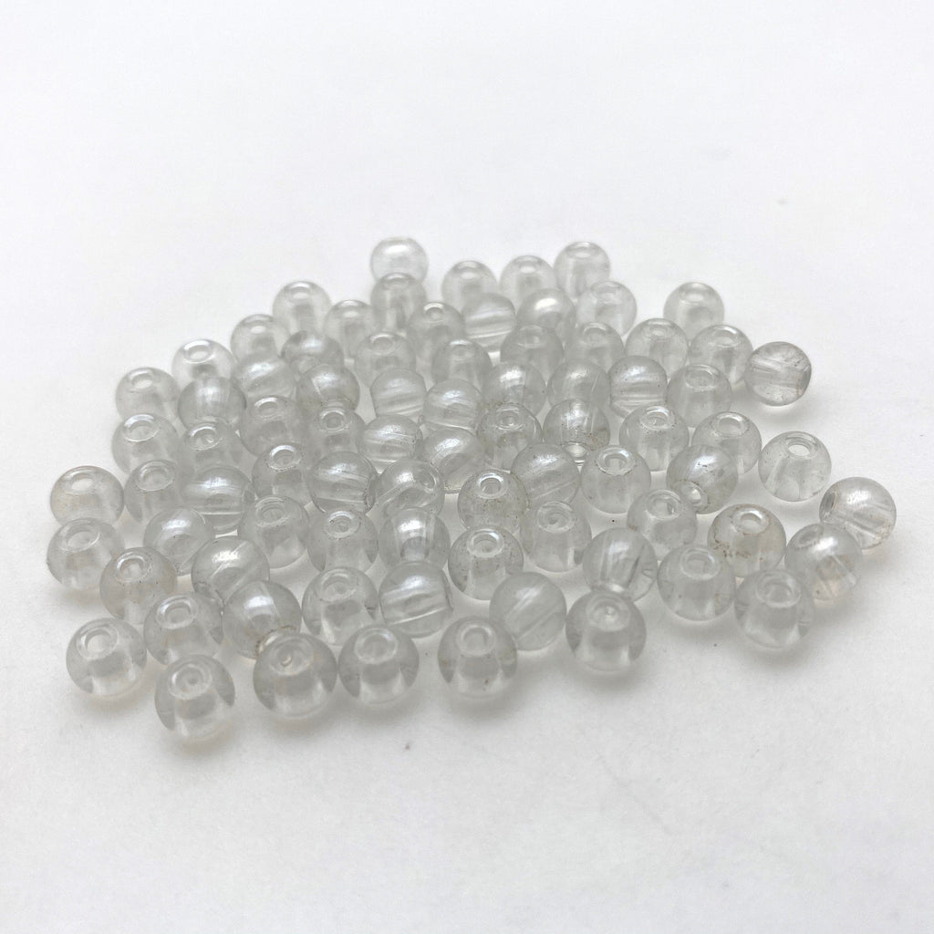 Vintage Smooth Translucent Clear Czech Glass Beads (5x6mm) (CCG10)