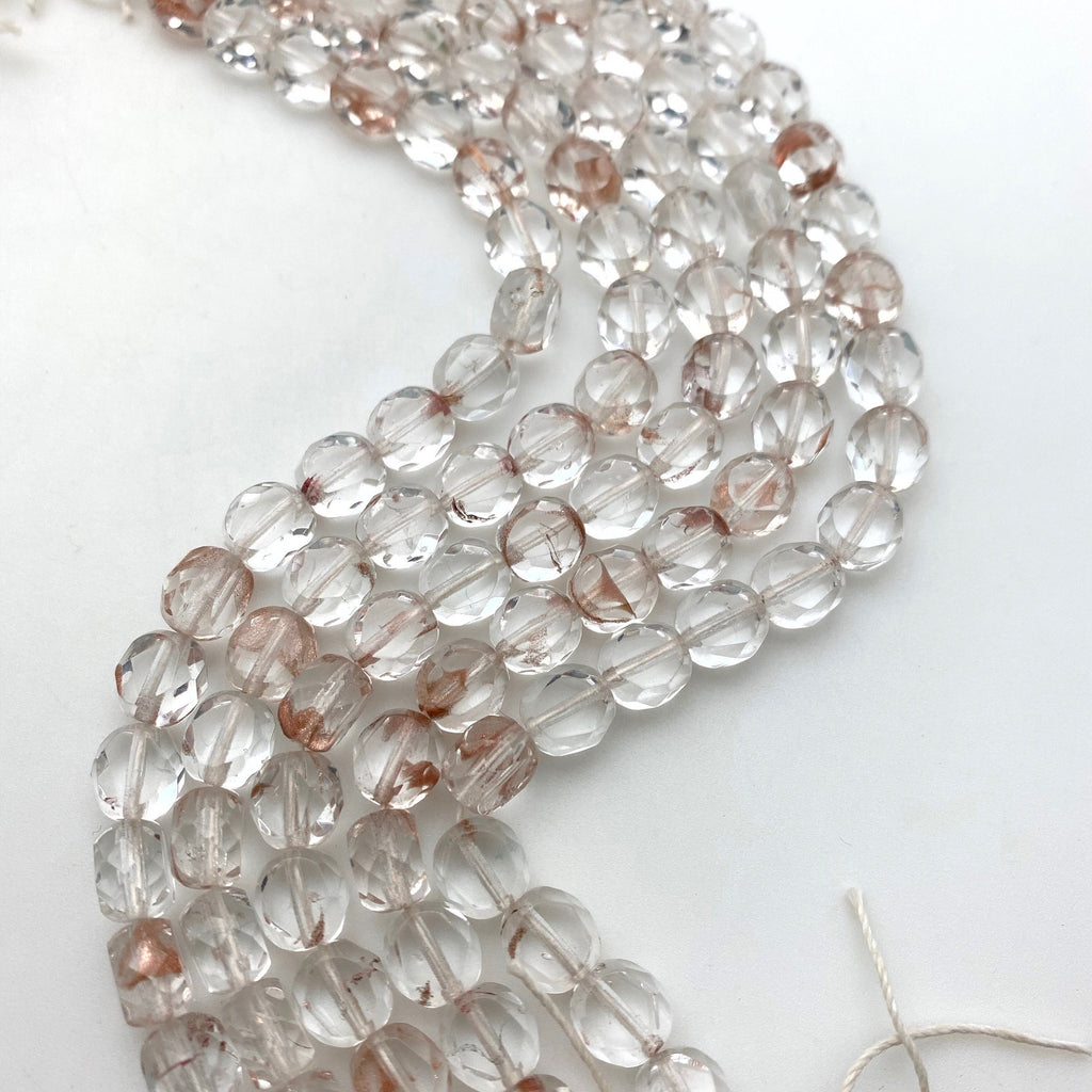 Faceted Clear & Copper Table Cut Czech Glass Beads (8mm) (CCG13)