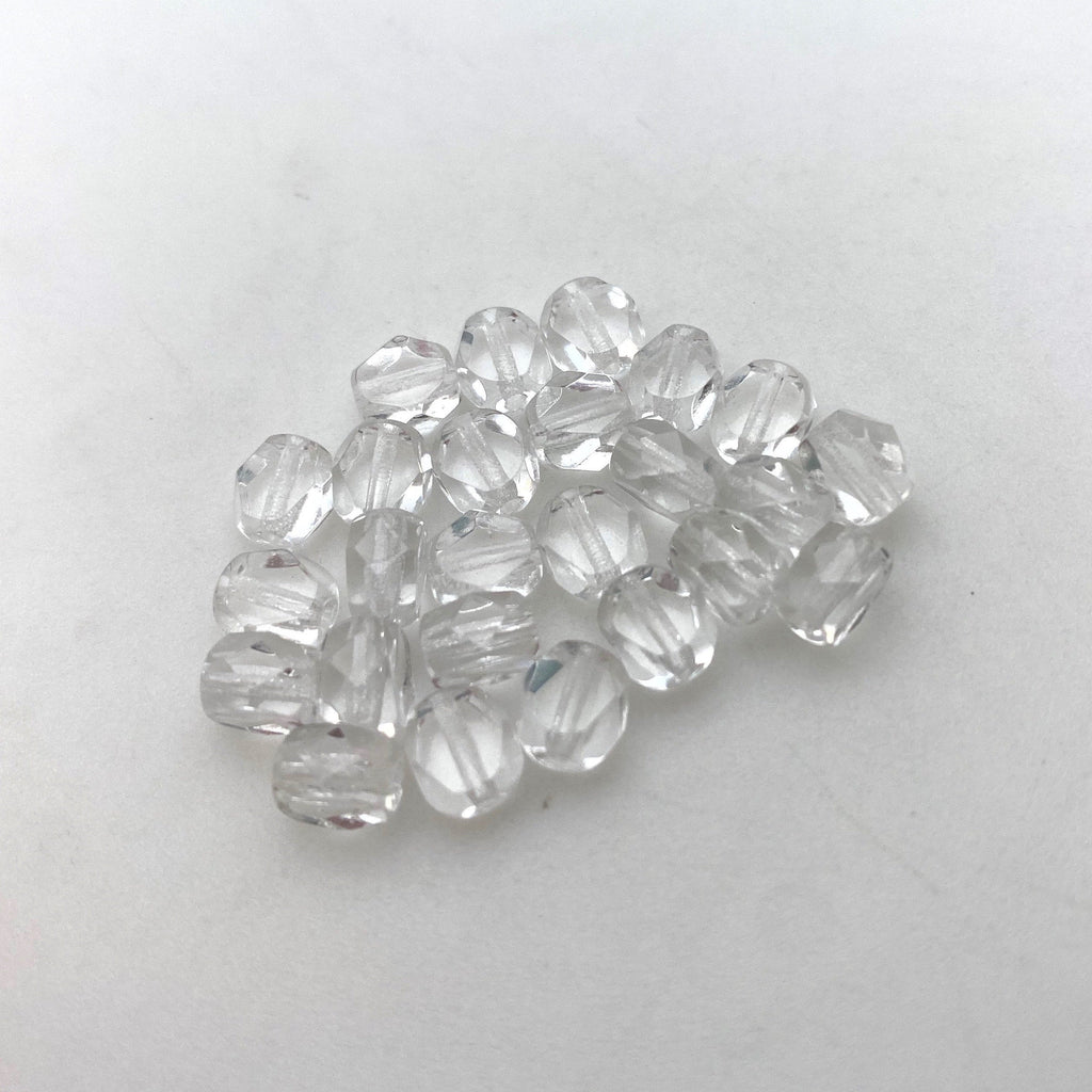 Faceted Translucent Clear Oval Czech Table Cut Glass Beads (5x6mm) (CCG15)