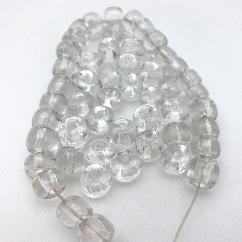 Vintage Thick Clear Translucent Czech Glass Barrel Beads (7x8mm) (CCG23)