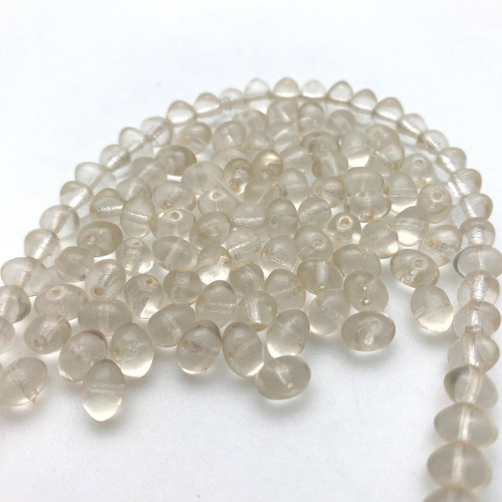 Vintage Transparent Clear Oval Egg Shaped Czech Glass Beads (5x7mm) (CCG34)
