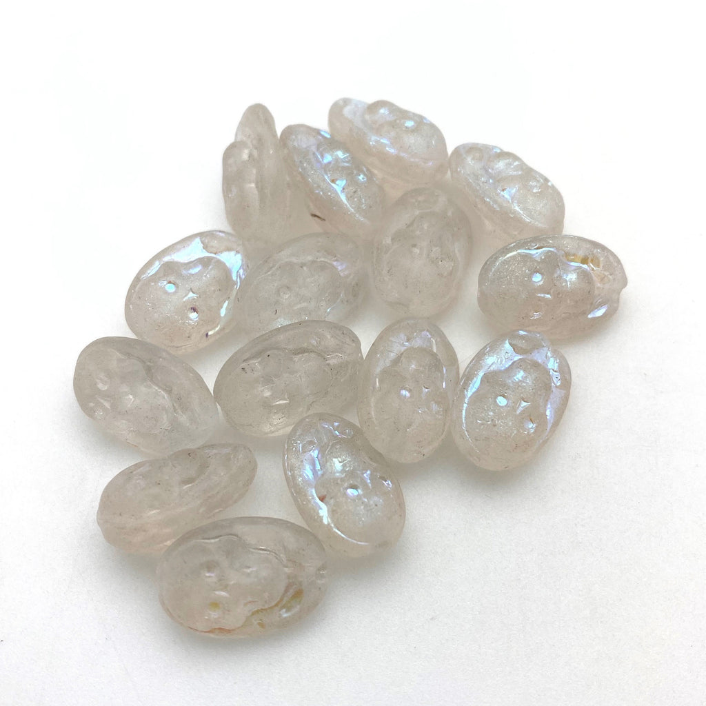 Cloudy Clear AB Finish Oval Czech Glass Beads (11x15mm) (CCG35)