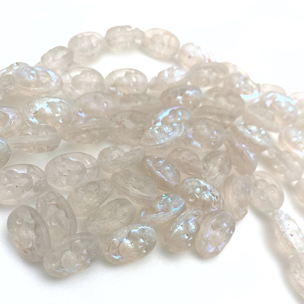 Cloudy Clear AB Finish Oval Czech Glass Beads (11x15mm) (CCG35)